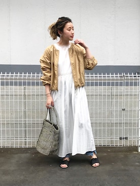 「レースワンピース」｜「アイテム（その他アウター）」を使った、saori shikiさん（レディース・158cm）の春コーディネート