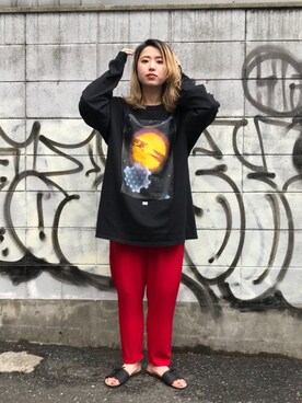 「SURROUND（サラウンド）のアイテム」を使った、saori shikiさん（レディース・158cm）の夏コーディネート