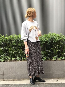 「VINTAGE（ヴィンテージ）のアイテム（ブーティ）」を使った、saori shikiさん（レディース・158cm）の秋コーディネート