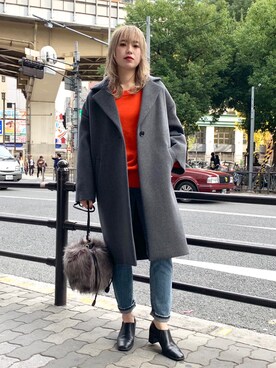 「VINTAGE（ヴィンテージ）のアイテム（ブーティ）」を使った、saori shikiさん（レディース・158cm）の冬コーディネート