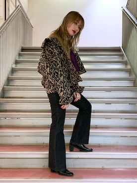 「VINTAGE（ヴィンテージ）のアイテム（ブーティ）」を使った、saori shikiさん（レディース・158cm）の冬コーディネート