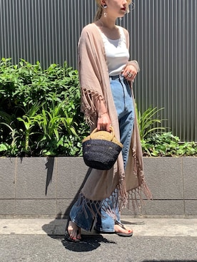 「Wrangler」｜「アイテム（その他アウター）」を使った、saori shikiさん（レディース・158cm）の春コーディネート