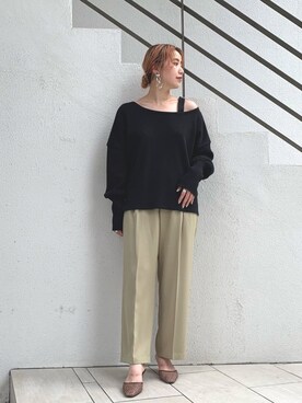 「CIAOPANIC（チャオパニック）の【WEB限定】センタープレスタックパンツ（その他パンツ）」を使った、saori shikiさん（レディース・158cm）の夏コーディネート