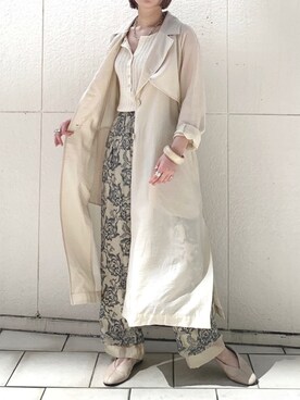 「レースパンツ」｜「アイテム（トレンチコート）」を使った、saori shikiさん（レディース・158cm）の春コーディネート