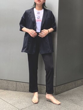 「FUNG（ファング）のアイテム（トップス）」を使った、saori shikiさん（レディース・158cm）の夏コーディネート