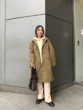 「CIAOPANIC（チャオパニック）のアイテム（モッズコート）」を使った、saori shikiさん（レディース・158cm）の秋コーディネート