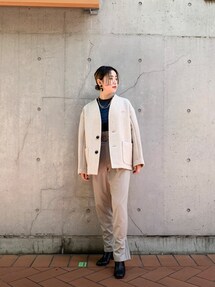 【定番モデル】DANTON ダントン ウールモッサ カラーレスVネックジャケット DANTON（ダントン）の「【DANTON/ダントン】ウールモッサ カラーレスV