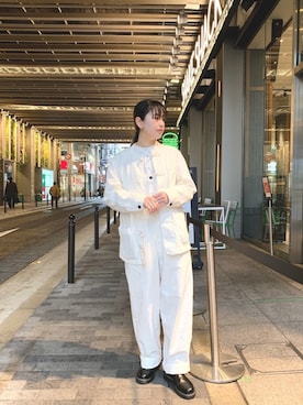 「2021春新作」｜「アイテム（オールインワン・サロペット）」を使った、saori shikiさん（レディース・158cm）の冬コーディネート