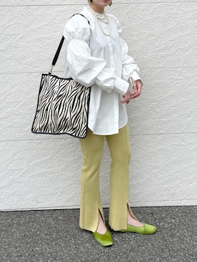 「袖ボリューム」｜「アイテム（バレエシューズ）」を使った、saori shikiさん（レディース・158cm）の春コーディネート