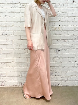 「ハーフスリーブ」｜「アイテム（ジャケット/アウター）」を使った、saori shikiさん（レディース・158cm）の春コーディネート