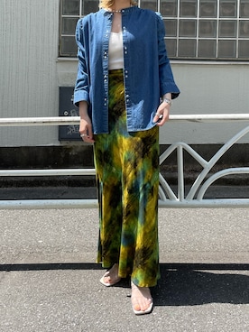 「ダンガリーシャツ」｜「アイテム（サンダル）」を使った、saori shikiさん（レディース・158cm）の春コーディネート