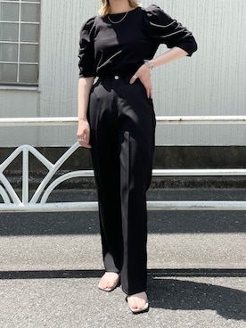 「袖ボリューム」｜「アイテム（スラックス）」を使った、saori shikiさん（レディース・158cm）の春コーディネート