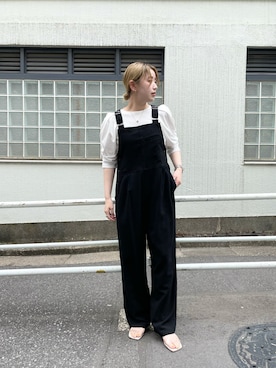 「ギャザー」｜「アイテム（オールインワン・サロペット）」を使った、saori shikiさん（レディース・158cm）の夏コーディネート