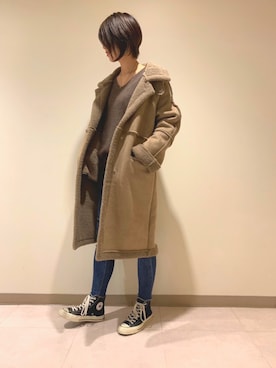 「CONVERSE（コンバース）のCANVAS ALL STAR J HI  32067961（スニーカー）」を使った、まっしーさん（レディース・170cm）の冬コーディネート
