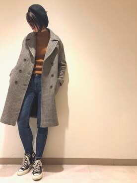 「コーディネート」｜「アイテム（ハンチング/ベレー帽）」を使った、まっしーさん（レディース・170cm）の冬コーディネート