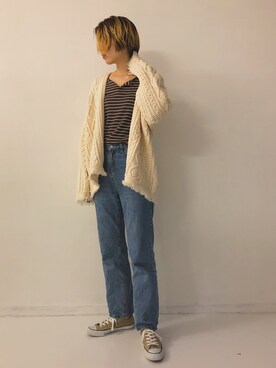 「CONVERSE（コンバース）のconverse コンバース CANVAS ALL STAR COLORS OX キャンバス オールスター カラーズ オックス 32860669 BEIGE（スニーカー）」を使った、まっしーさん（レディース・170cm）の秋コーディネート