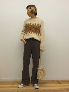 「Libra Cue（リブラ キュー）のアイテム（バッグ）」を使った、まっしーさん（レディース・170cm）の秋コーディネート