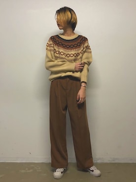 「Libra Cue（リブラ キュー）のアイテム（スラックス）」を使った、まっしーさん（レディース・170cm）の秋コーディネート