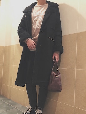 「CONVERSE（コンバース）のCANVAS ALL STAR J HI  32067961（スニーカー）」を使った、まっしーさん（レディース・170cm）の冬コーディネート