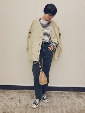 「CONVERSE（コンバース）のCANVAS ALL STAR J OX   J　32167431（スニーカー）」を使った、まっしーさん（レディース・170cm）の冬コーディネート