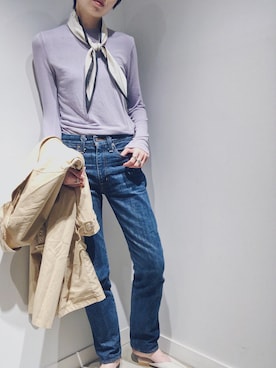 「アイテム（ストール/ショール）」を使った、まっしーさん（レディース・170cm・20代）の春コーディネート