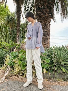 「アイテム（ローファー、グレー系）」を使った、まっしーさん（レディース・170cm）の春コーディネート