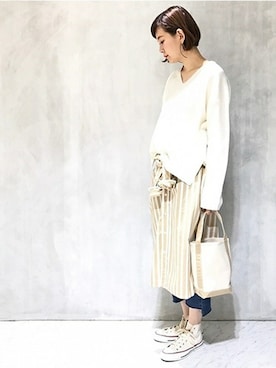 「LUC DNM （ラックデニム）のアイテム」を使った、Reimiさん（レディース・170cm）の冬コーディネート