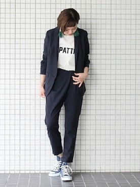 「アイテム（テーラードジャケット）」を使った、Reimiさん（レディース・170cm）の夏コーディネート