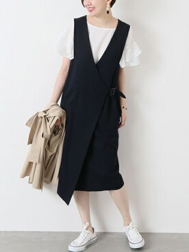 「フリルトップス」｜Reimiさん（レディース・170cm）の夏コーディネート