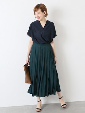 「スキッパーシャツ」｜Reimiさん（レディース・170cm）の夏コーディネート