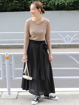 「ドット柄」｜Reimiさん（レディース・170cm）の秋コーディネート