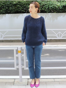 「アイテム（シューズ、パープル系）」を使った、Reimiさん（レディース・170cm）の秋コーディネート