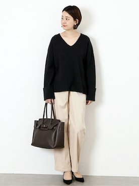 「Vネック」｜Reimiさん（レディース・170cm）の冬コーディネート