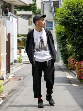 「アイテム（カーディガン/ボレロ）」を使った、akustoさん（メンズ・172cm・20代）の夏コーディネート