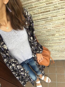 「Ungrid（アングリッド）のフレイドヘムストスリ（デニムパンツ）」を使った、mamena♪さん（レディース・163cm）の夏コーディネート