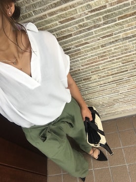 「カーキパンツ」｜mamena♪さん（レディース・163cm）の夏コーディネート