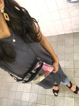 「Ungrid（アングリッド）のフレイドヘムストスリ（デニムパンツ）」を使った、mamena♪さん（レディース・163cm）の夏コーディネート