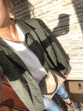 「Ungrid（アングリッド）のフレイドヘムストスリ（デニムパンツ）」を使った、mamena♪さん（レディース・163cm）の春コーディネート