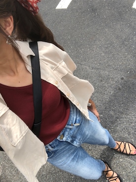 「LOWRYS FARM（ローリーズファーム）のショートＣＰＯシャツ　841006（シャツ/ブラウス）」を使った、mamena♪さん（レディース・163cm）の夏コーディネート