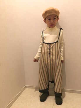 「antiqua（アンティカ）のアイテム（オールインワン・サロペット）」を使った、AO★SORAさん（キッズ・120cm）の秋コーディネート
