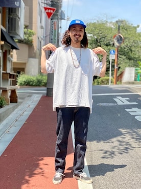 「YSTRDY's TMRRW（イエスタデイズトゥモロー）のアイテム（アクセサリー）」を使った、takさん（メンズ・176cm）の夏コーディネート
