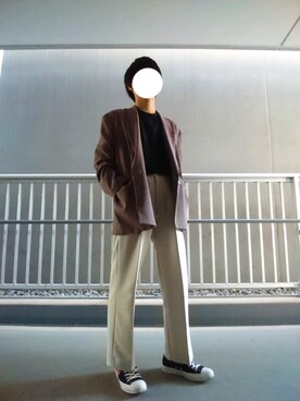 「SHAREEF（シャリーフ）のアイテム（テーラードジャケット）」を使った、ケンジさん（メンズ・165cm）の春コーディネート