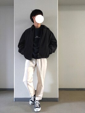 「A.P.C.（アーペーセー）のアイテム（スウェット）」を使った、ケンジさん（メンズ・165cm）の冬コーディネート