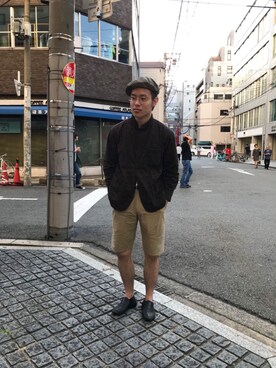 「OLIVER PEOPLES」｜「アイテム（帽子）」を使った、skさん（メンズ・166cm）の夏コーディネート