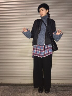 「TOMMY HILFIGER」｜「アイテム（ハンチング/ベレー帽）」を使った、るうこさん（レディース・162cm）の冬コーディネート