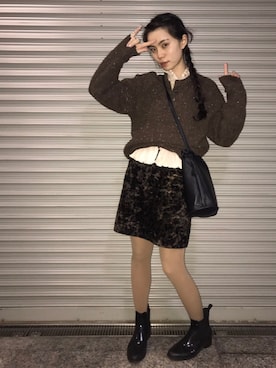 「Jeffrey Campbell（ジェフリーキャンベル）のアイテム（レインシューズ）」を使った、るうこさん（レディース・162cm）の春コーディネート