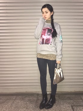 「Jeffrey Campbell（ジェフリーキャンベル）のアイテム（レインシューズ）」を使った、るうこさん（レディース・162cm）の春コーディネート