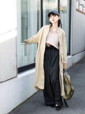 「アイテム（キャミソール、ベージュ系）」を使った、るうこさん（レディース・162cm）の春コーディネート