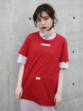「hatra（ハトラ）のアイテム（Tシャツ/カットソー）」を使った、るうこさん（レディース・162cm）の夏コーディネート