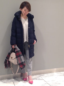 「RIVE DROITE（リヴドロワ）のウールチェックストール（ストール/ショール）」を使った、☺︎いこまい☺︎さん（レディース・151cm）の秋コーディネート